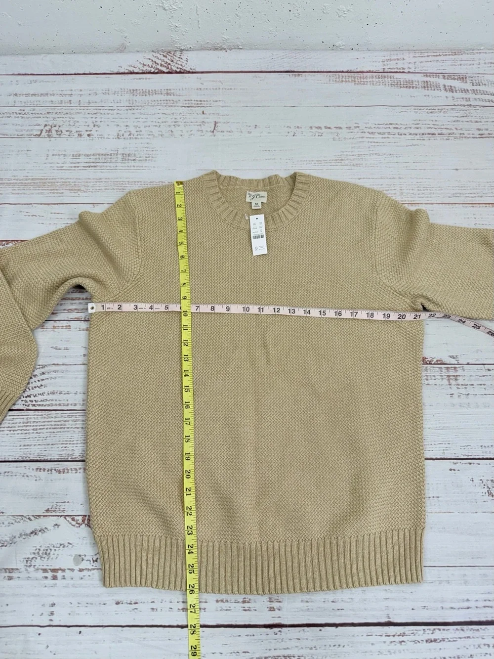 J. Crew Men’s Medium Tan Basket Stitch Cotton Crewneck Sweater NEW